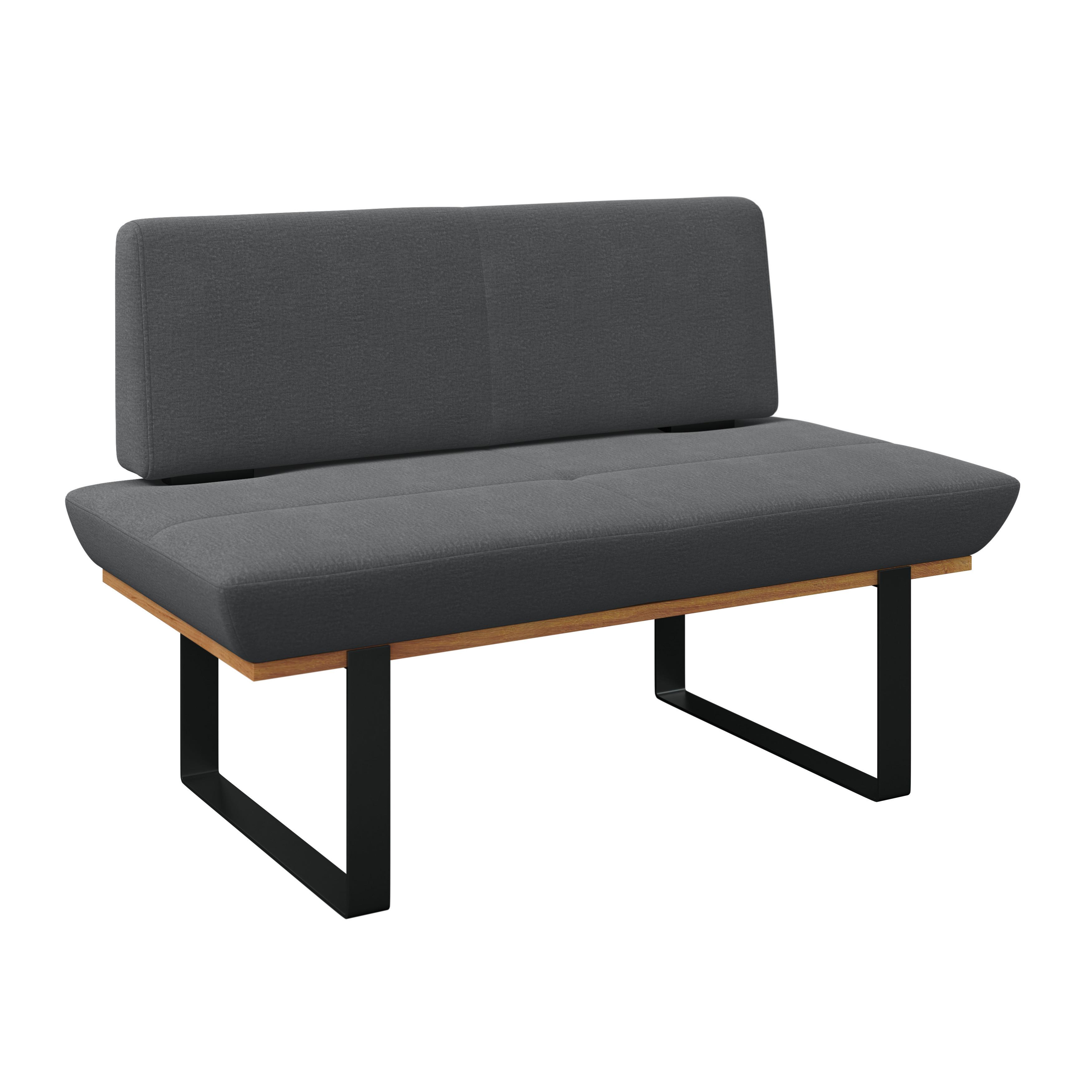 Sitzbank Tristan Webstoff schwarz, B: 130cm - Schwarz, MODERN, Holz/Textil (130/48/90cm) - James Wood
