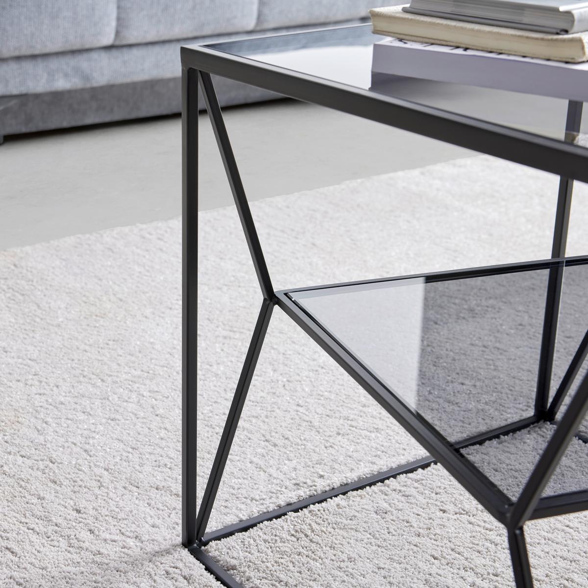 Odkládací stolek ANGEL - šedá/černá, Moderní, kov/sklo (45/45/45cm) - Premium Living