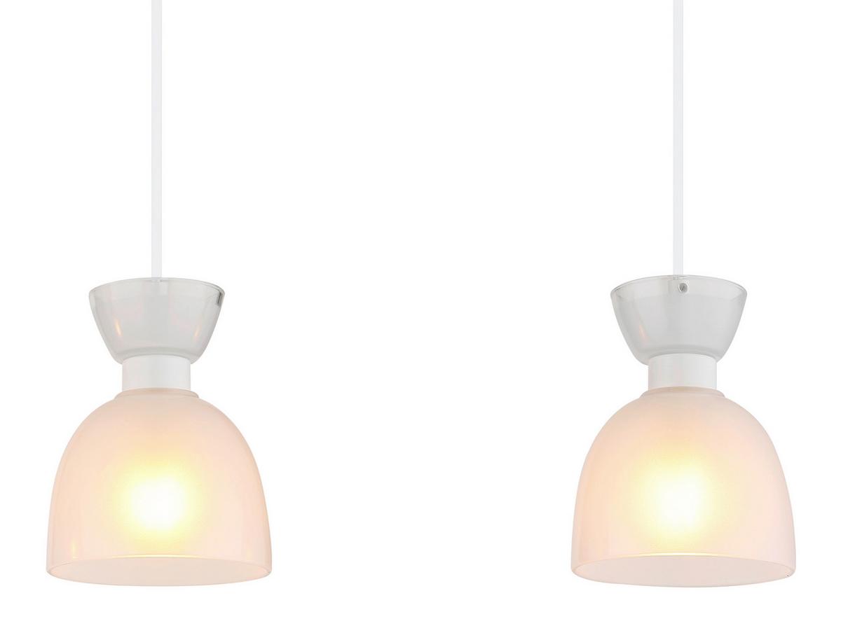 Hängeleuchte Massey Weiß L: 65 cm - Weiß, Design, Glas/Kunststoff (65/13/120cm) - Globo