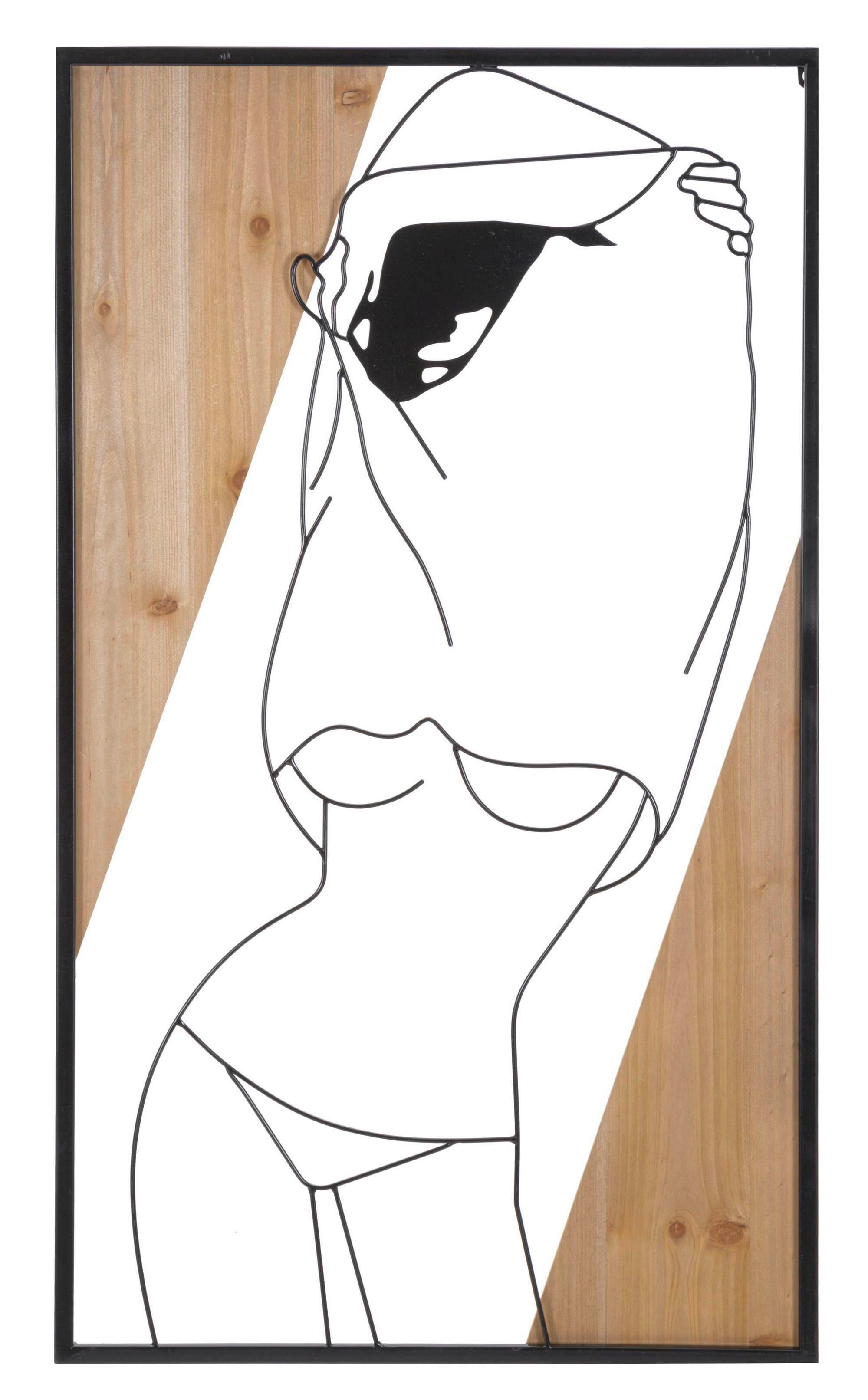 Wanddeko Strip B Iron Naturfarben, Schwarz B: 50 cm - Schwarz/Naturfarben, Basics, Holzwerkstoff/Metall (50/90/2cm)