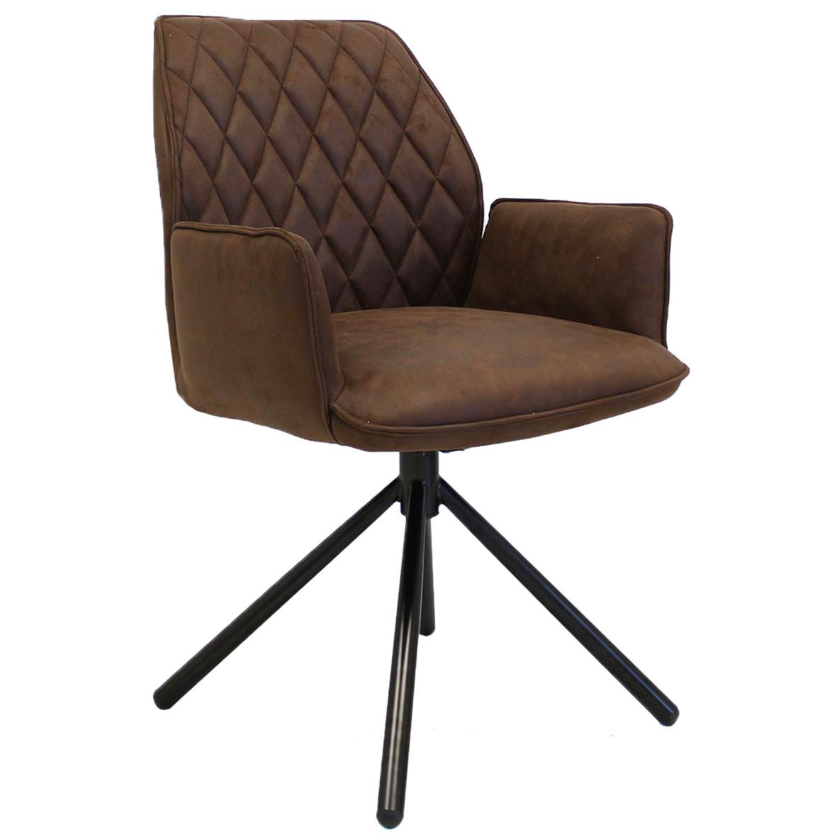 Armlehnstuhl Donny - Dunkelbraun/Schwarz, LIFESTYLE, Textil/Metall (58/92/52cm) - MID.YOU