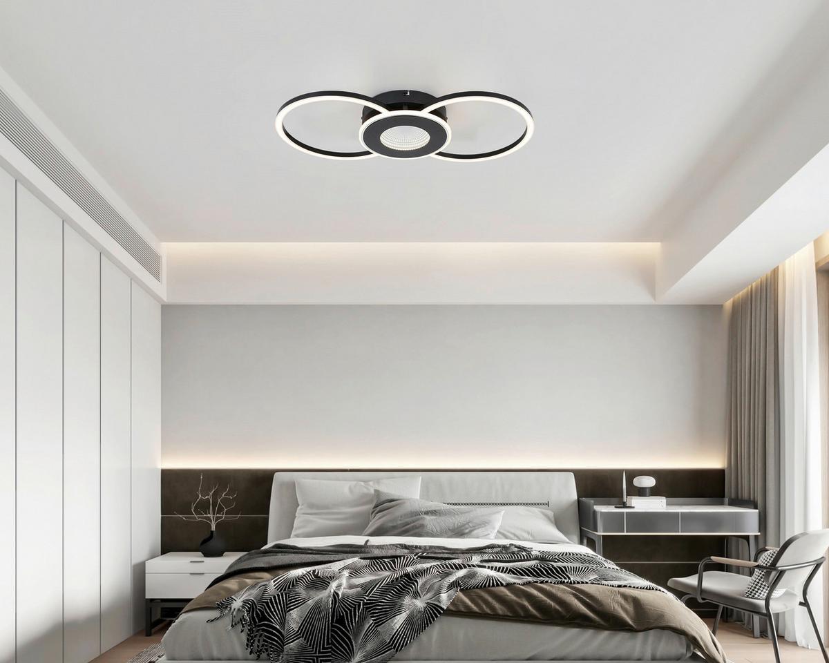 LED-Deckenleuchte Josefa - Chromfarben/Schwarz, Kunststoff/Metall (28/57/6,5cm) - Luca Bessoni