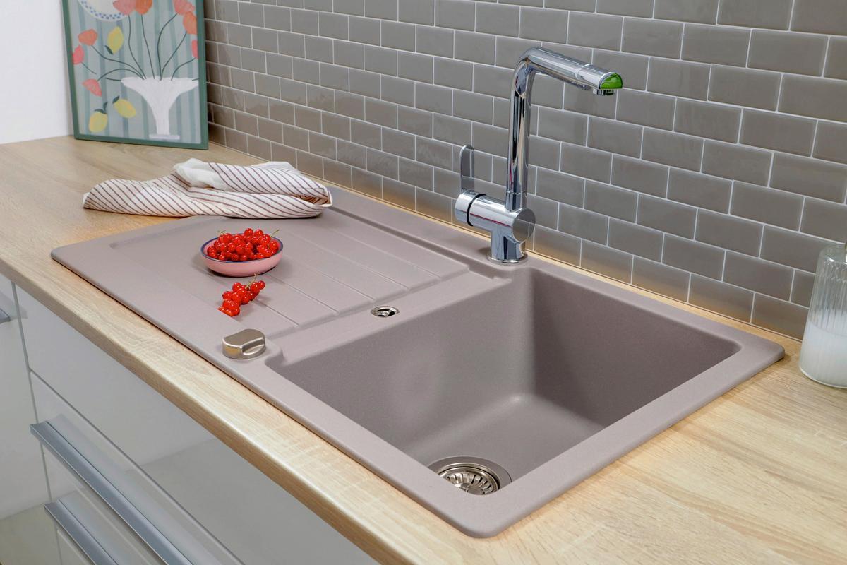 Spüle Austin Grau B: 86 cm - Grau, Design, Stein (86/21/50cm) - Respekta