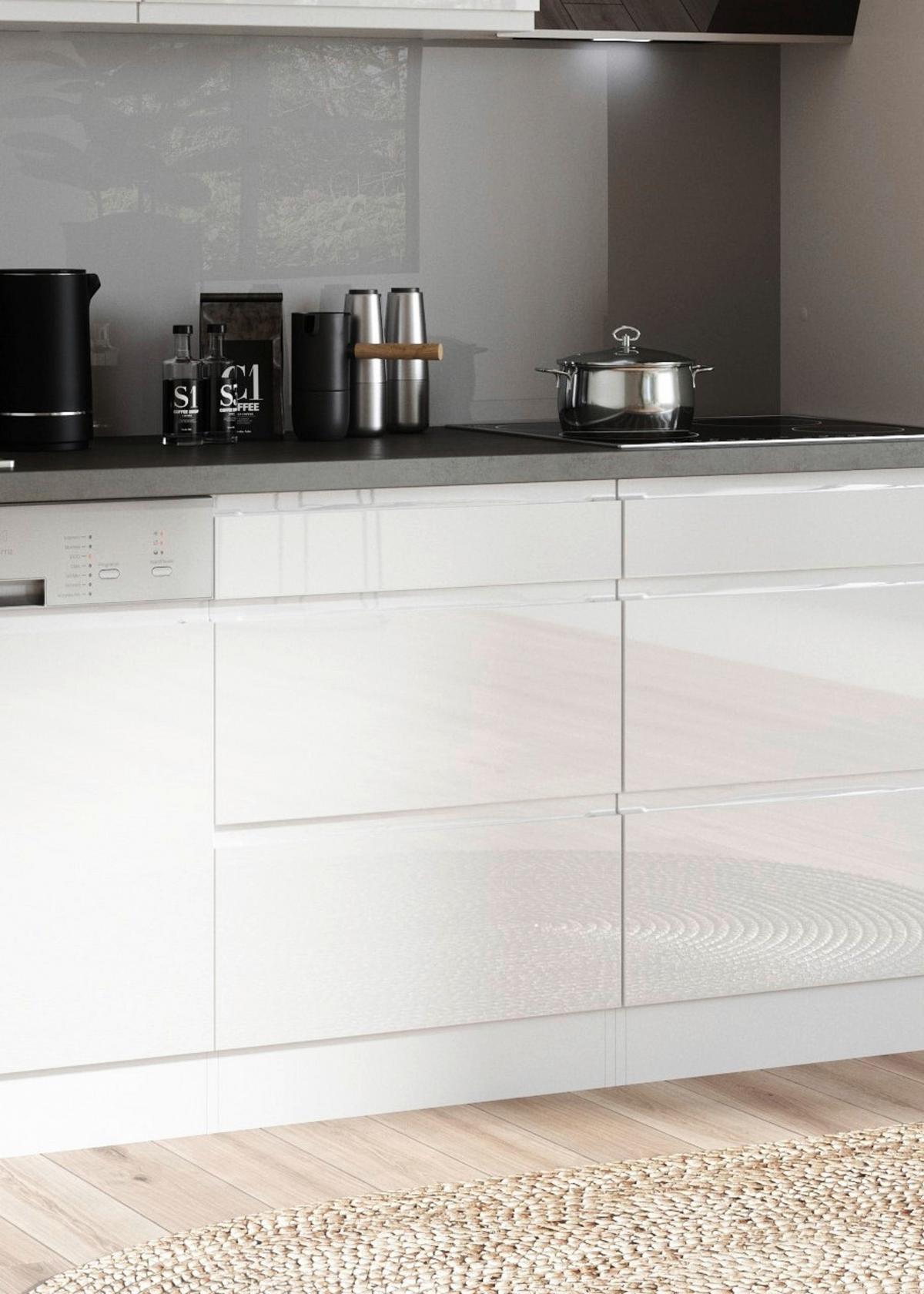 Küchenunterschrank Monza B: 60 Cm Weiß/grau 3 Laden - Weiß Hochglanz/Weiß, LIFESTYLE, Holzwerkstoff (60/86/60cm) - Held