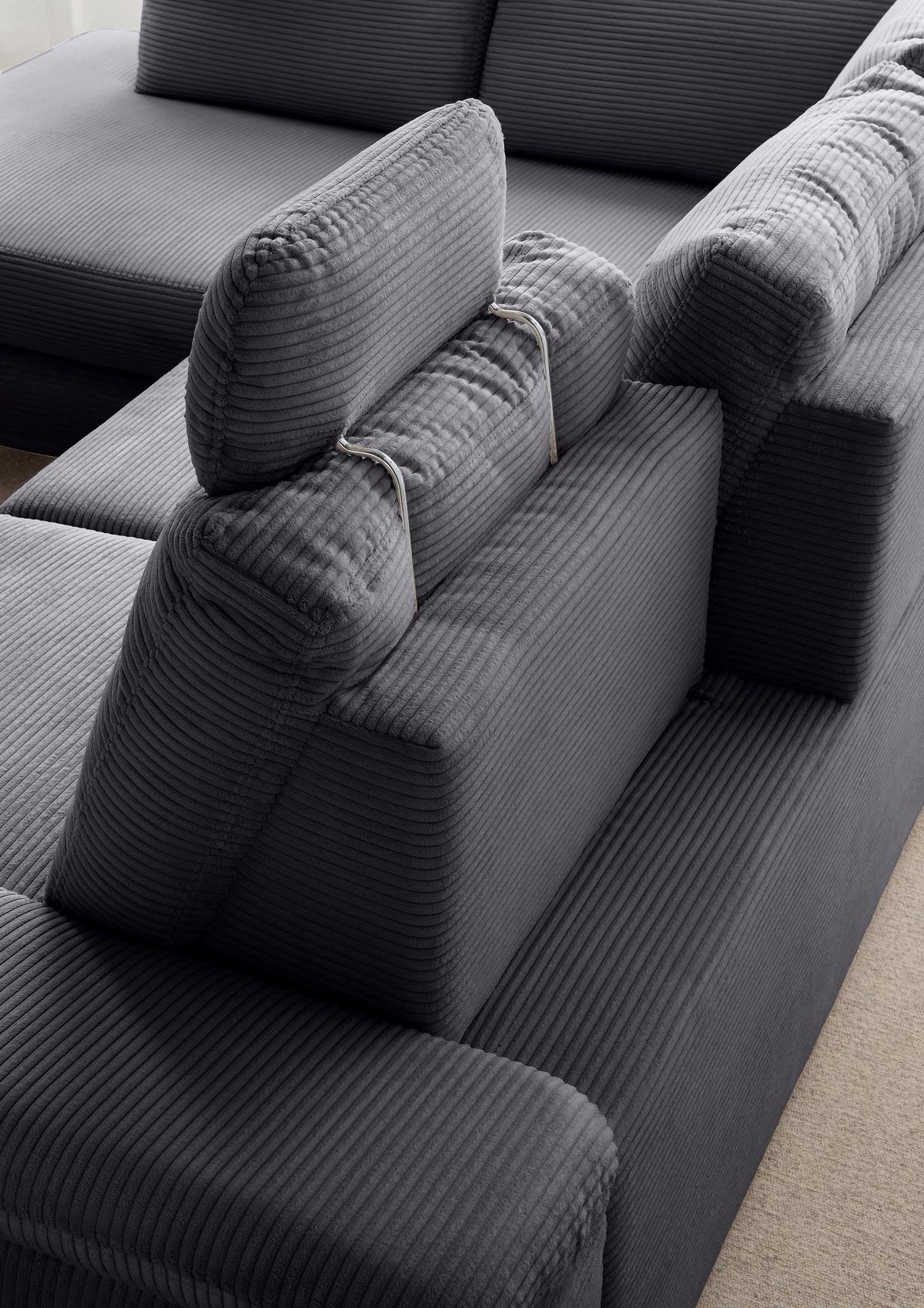 Eckschlafsofa Positano Dunkelgrau S: 261x206 Cm - Wildeiche/Dunkelgrau, MODERN, Textil (261/206cm) - Livetastic