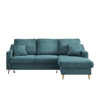 Ecksofa Mit Schlaffunktion Valentina Petrol - Petrol/Naturfarben, Design, Textil (228/150cm) - P & B