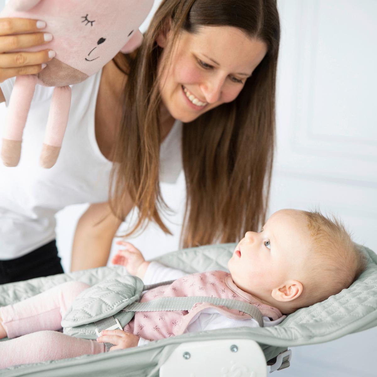 Hochstuhl Weiß/pastellgrün Mit Sitz/liegefunktion - Pastellgrün/Weiß, Basics, Holzwerkstoff/Textil (46/94/66,5cm) - Roba