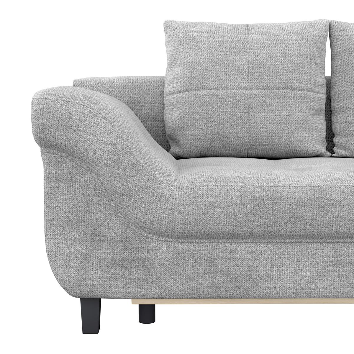 Ecksofa mit Schlaffunktion Mendoza New Chenille 309x197cm - Schwarz/Grau, KONVENTIONELL, Textil (309/197cm) - Ondega