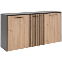 Kommode Luis B: 165 cm Artisan Eiche Dekor/Schwarz - Eichefarben/Schwarz, Trend, Holzwerkstoff (165/88/42cm)