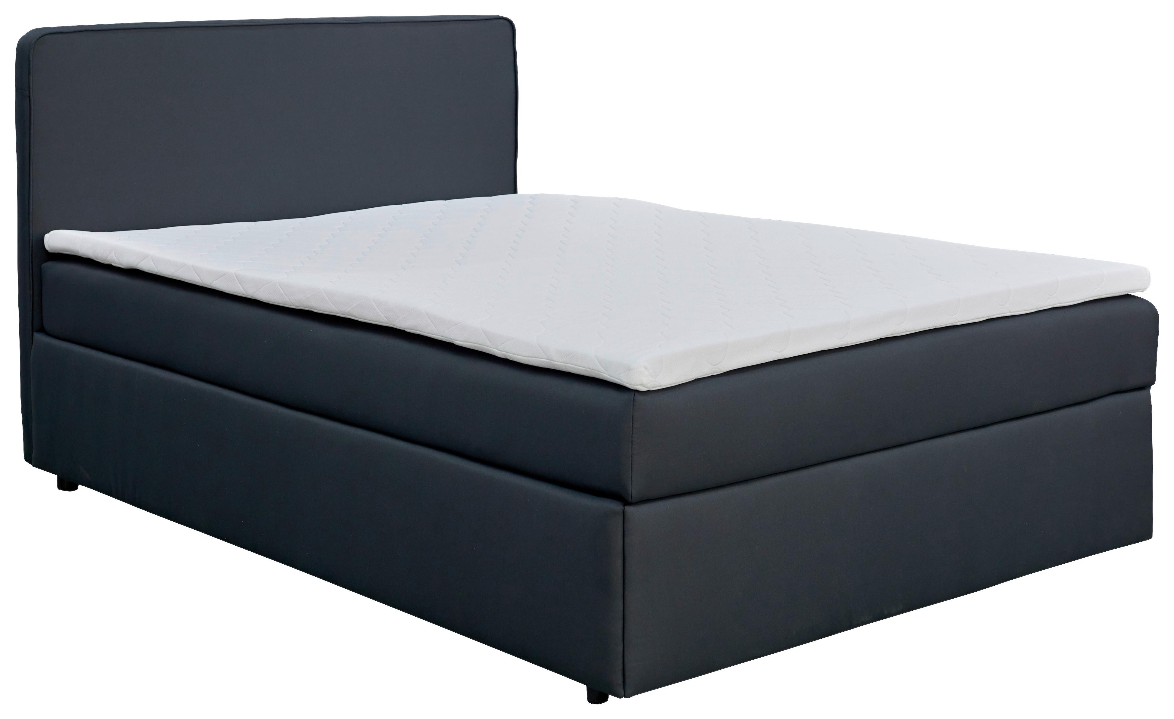 Boxspringbett Mit Topper 140x200 Jubi - Dunkelgrau/Anthrazit, KONVENTIONELL, Textil (140/200cm)