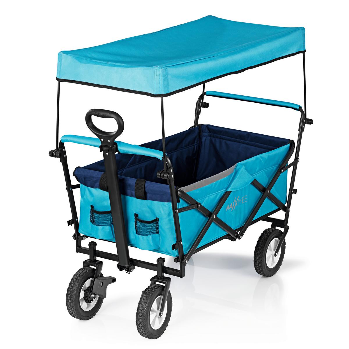 Bollerwagen Maxxmee Blau Max. 80 Kg Mit Sonnendach, Faltbar - Blau, Basics, Kunststoff/Textil (108/52/100cm)