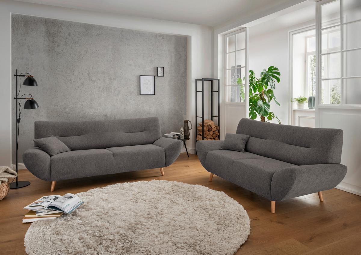 3-Sitzer-Sofa Drago Mit Kissen Graubraun B: 205 cm - Wildeiche/Graubraun, MODERN, Textil (205/81/90cm) - MID.YOU