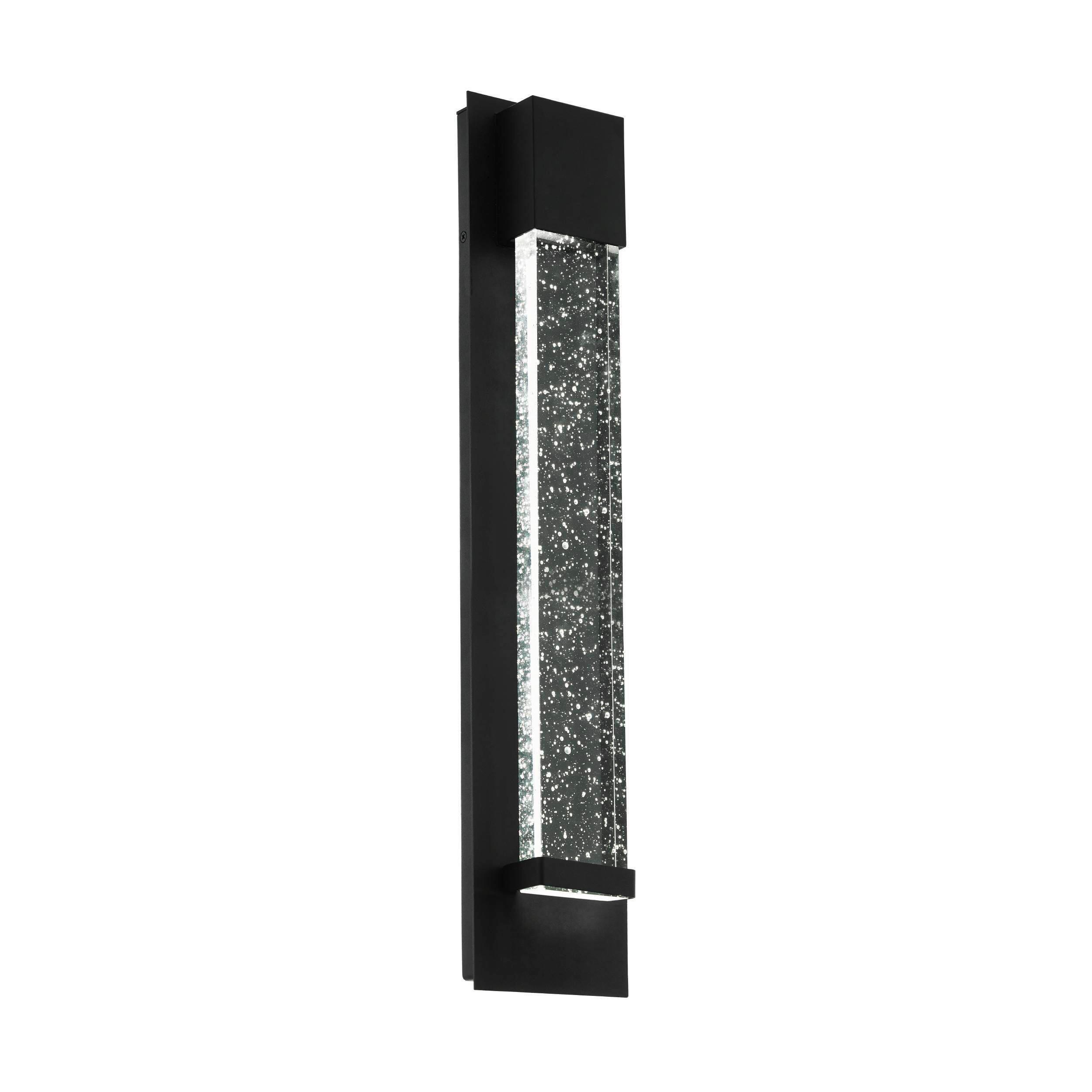 Außenwandleuchte Villagrazia 3 Watt Glas Metall, Wandmontage - Klar/Schwarz, Design, Glas/Metall (12/40/7cm) - Eglo