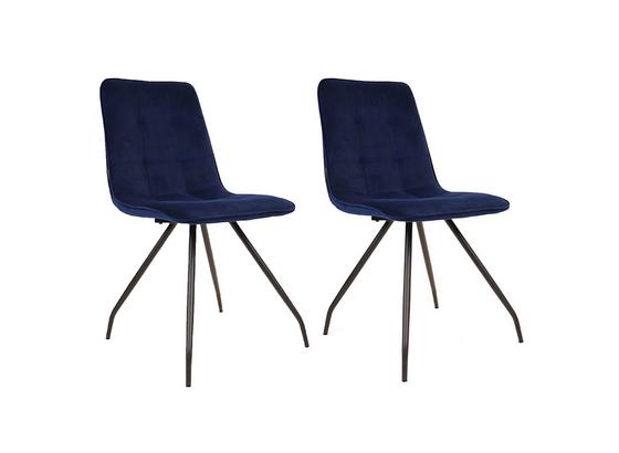 Stuhl-Set Lisa 2-Er Set - Schwarz/Dunkelblau, Basics, Textil/Metall (44/87/58cm) - Livetastic Stuhl-Set Lisa 2-Er Set - Schwarz/Dunkelblau, Basics, Textil/Metall (44/87/58cm) - Livetastic