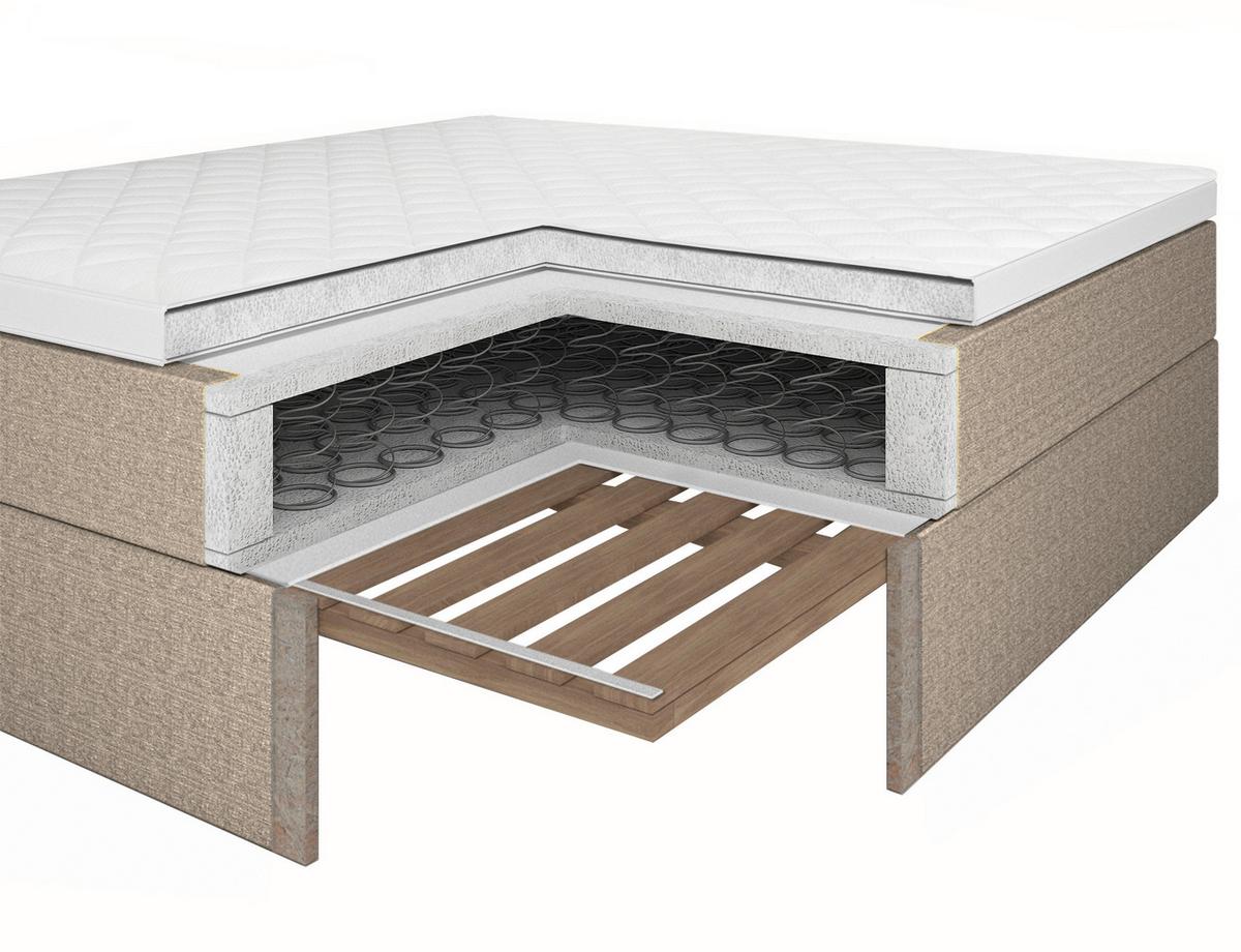 Boxbett Mit Topper 140x200 Antonio - Schwarz/Grau, KONVENTIONELL, Holz/Holzwerkstoff (140/200cm) - P & B
