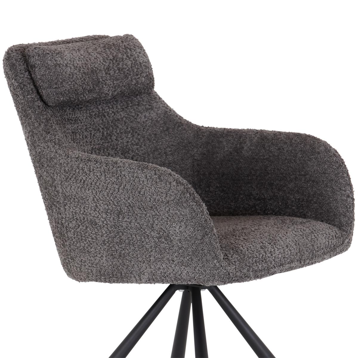 Armlehnstuhl Dream Grau Gepolstert - Schwarz/Grau, MODERN, Holz/Textil (59/88/64cm) - MID.YOU