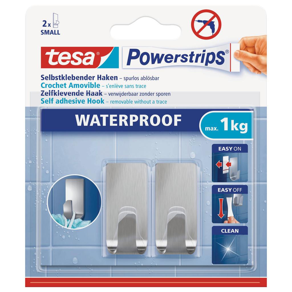 Klebehaken Powerstrips Edelstahl Wasserfest, 2er-Set