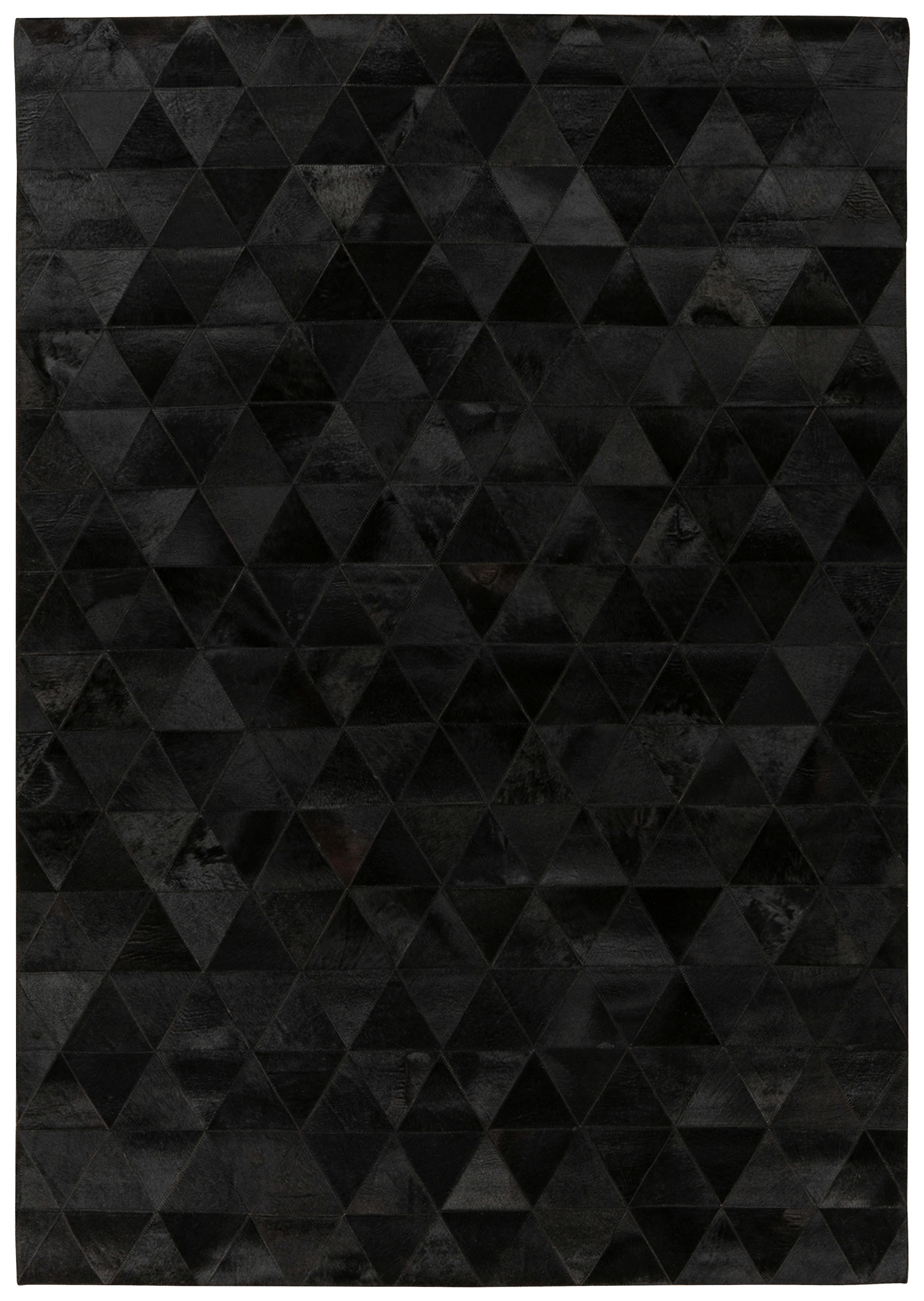 Lederteppich Ravi 200 - Schwarz, KONVENTIONELL, Leder (120/170cm) - Kayoom