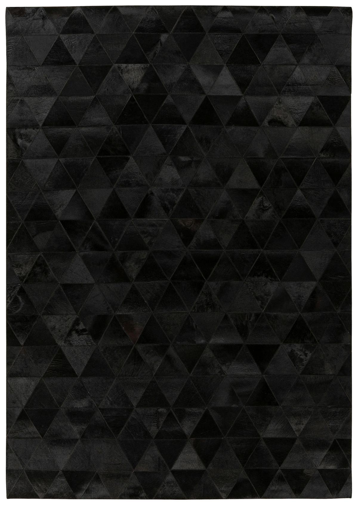 Lederteppich Ravi 200 - Schwarz, KONVENTIONELL, Leder (120/170cm) - Kayoom