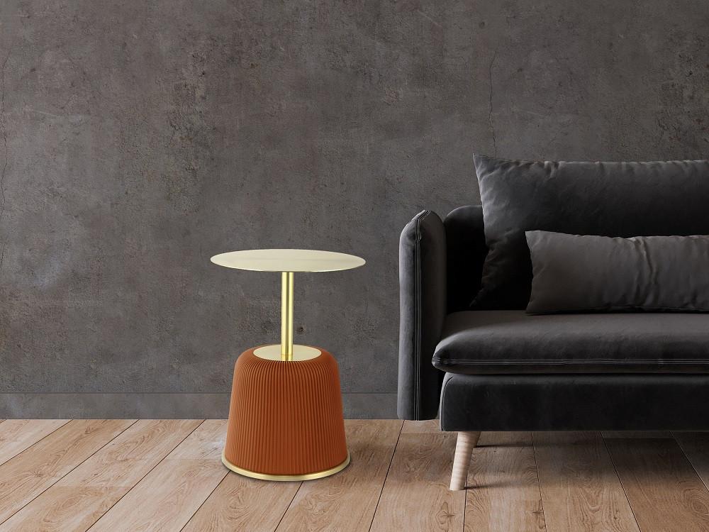 Príručný stolík COGNAC - zlatá/ružová, Design, kov/kompozitné drevo (40/55cm) - MID.YOU