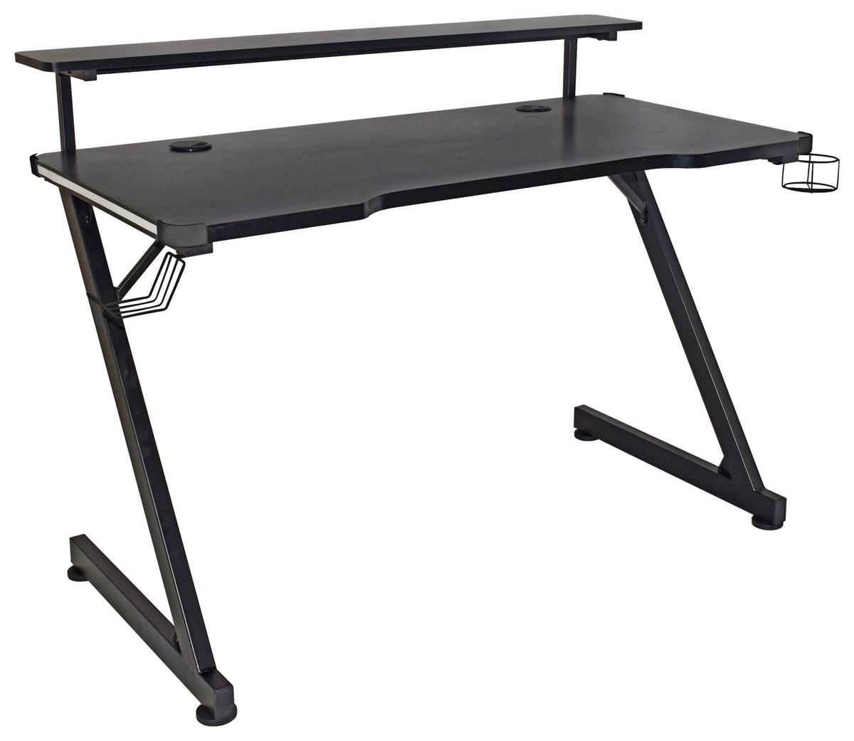 Gamingtisch Black - Schwarz, MODERN, Holzwerkstoff/Metall (120/75/64cm)