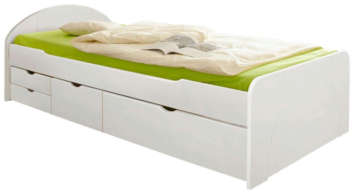 Postel s úložným prostorem ERNA, bílá, 90 x 200 - bílá, Basics, dřevo (90/200cm) - MID.YOU