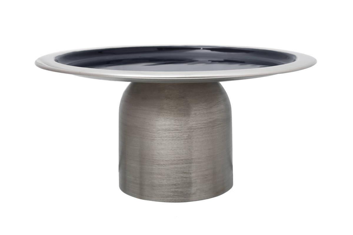 Tortenplatte Rund Eisen Art Deco D: 29 Cm - Silberfarben/Dunkelblau, Trend, Metall (29/14cm) - Kayoom