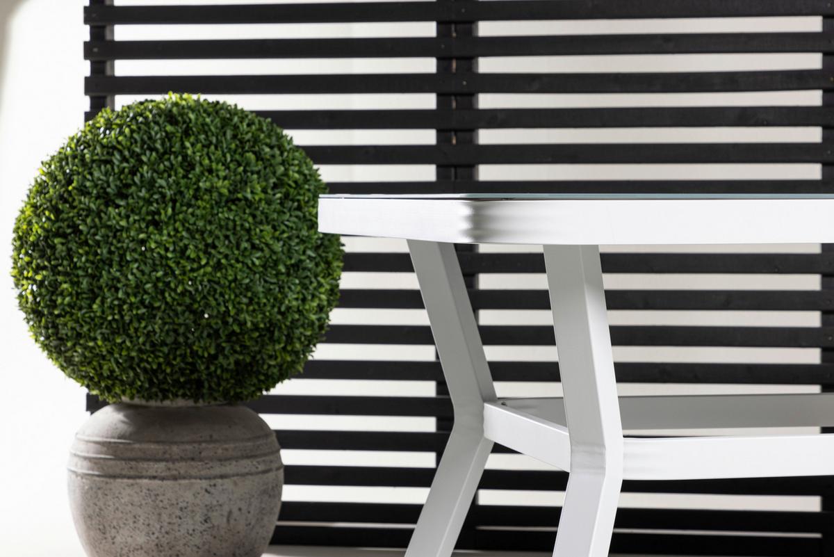 Gartentisch Virya - Weiß, KONVENTIONELL, Stein/Metall (200/100/74cm) - Gardenson