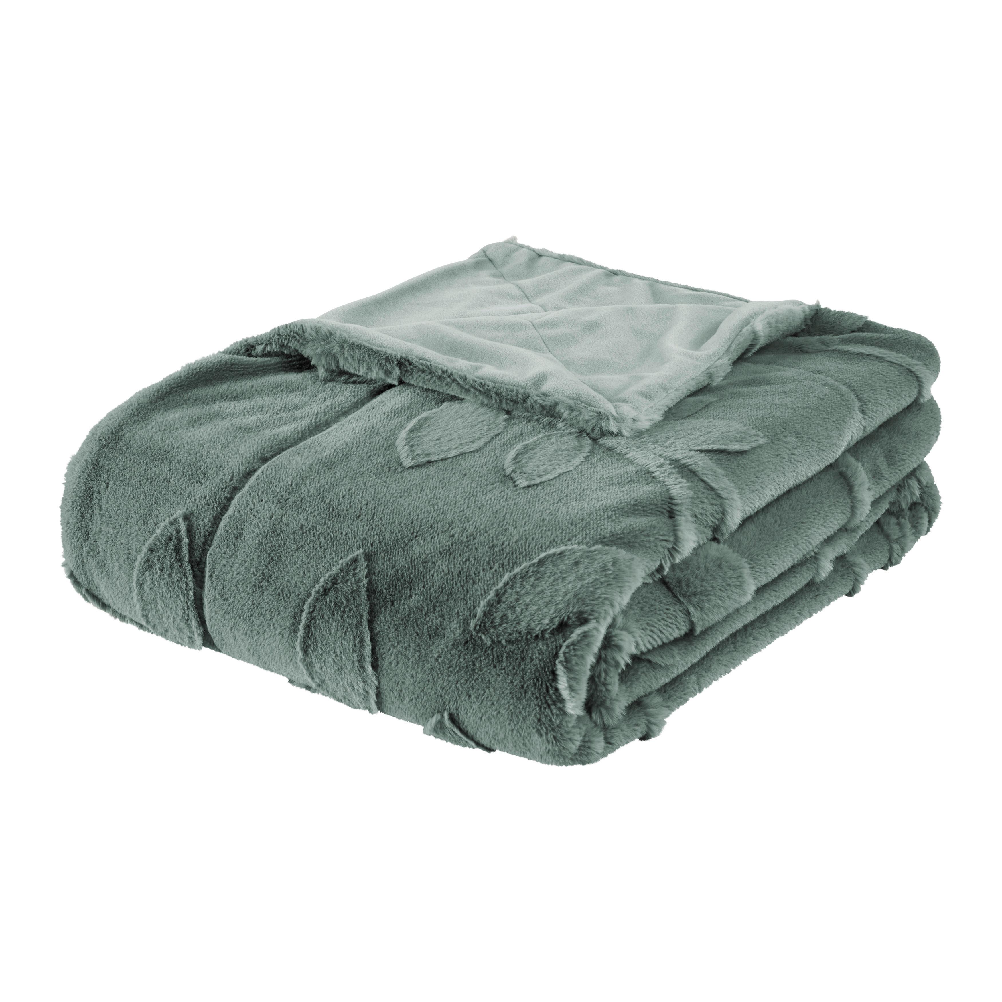 Kožešinová deka Livi, 130/170cm - jadeitově zelená, Moderní, textil (130/170cm) - Premium Living