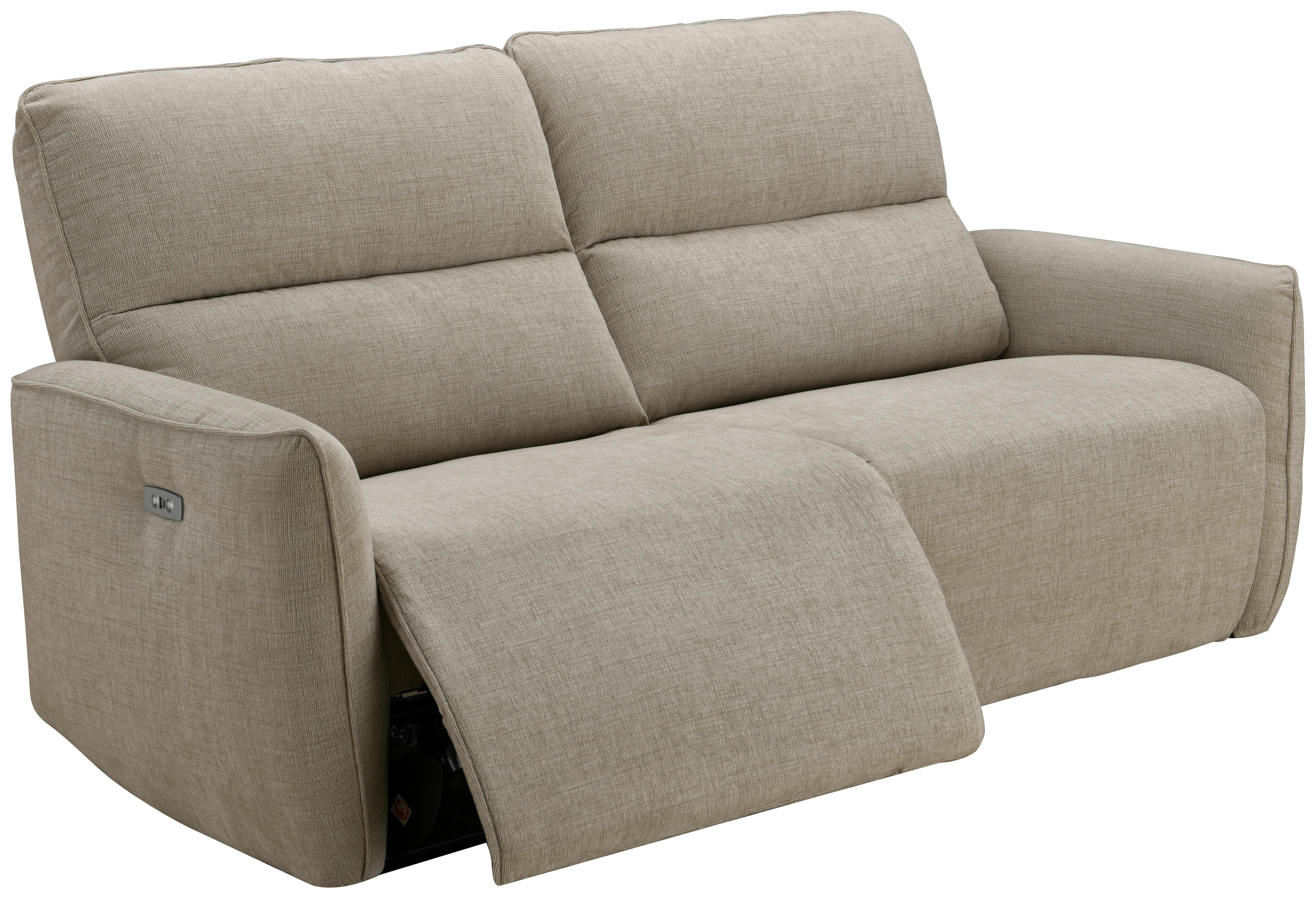2-Sitzer-Sofa Steffi inkl. Elektr. Relaxfunktion B:196 cm - Beige/Schwarz, KONVENTIONELL, Holz/Textil (196/98/93cm) - Livetastic
