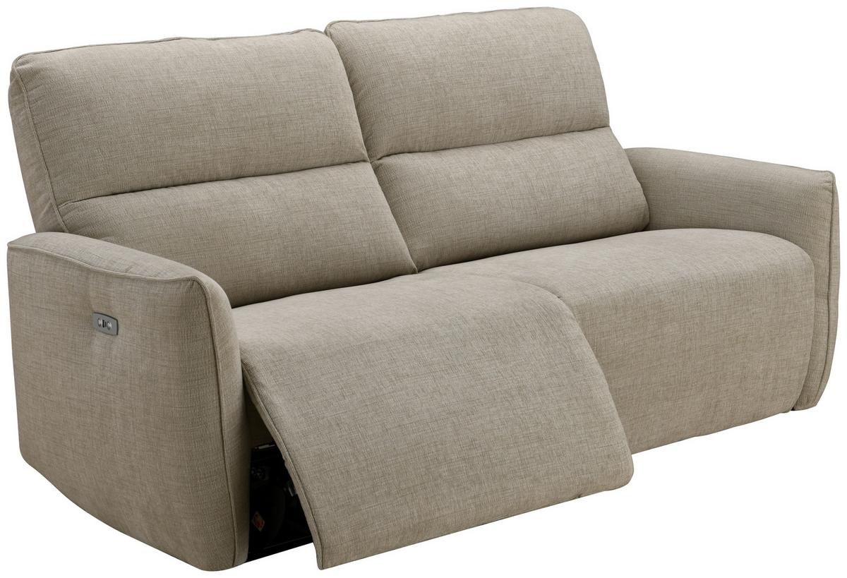2-Sitzer-Sofa Steffi inkl. Elektr. Relaxfunktion B:196 cm - Beige/Schwarz, KONVENTIONELL, Holz/Textil (196/98/93cm) - Livetastic