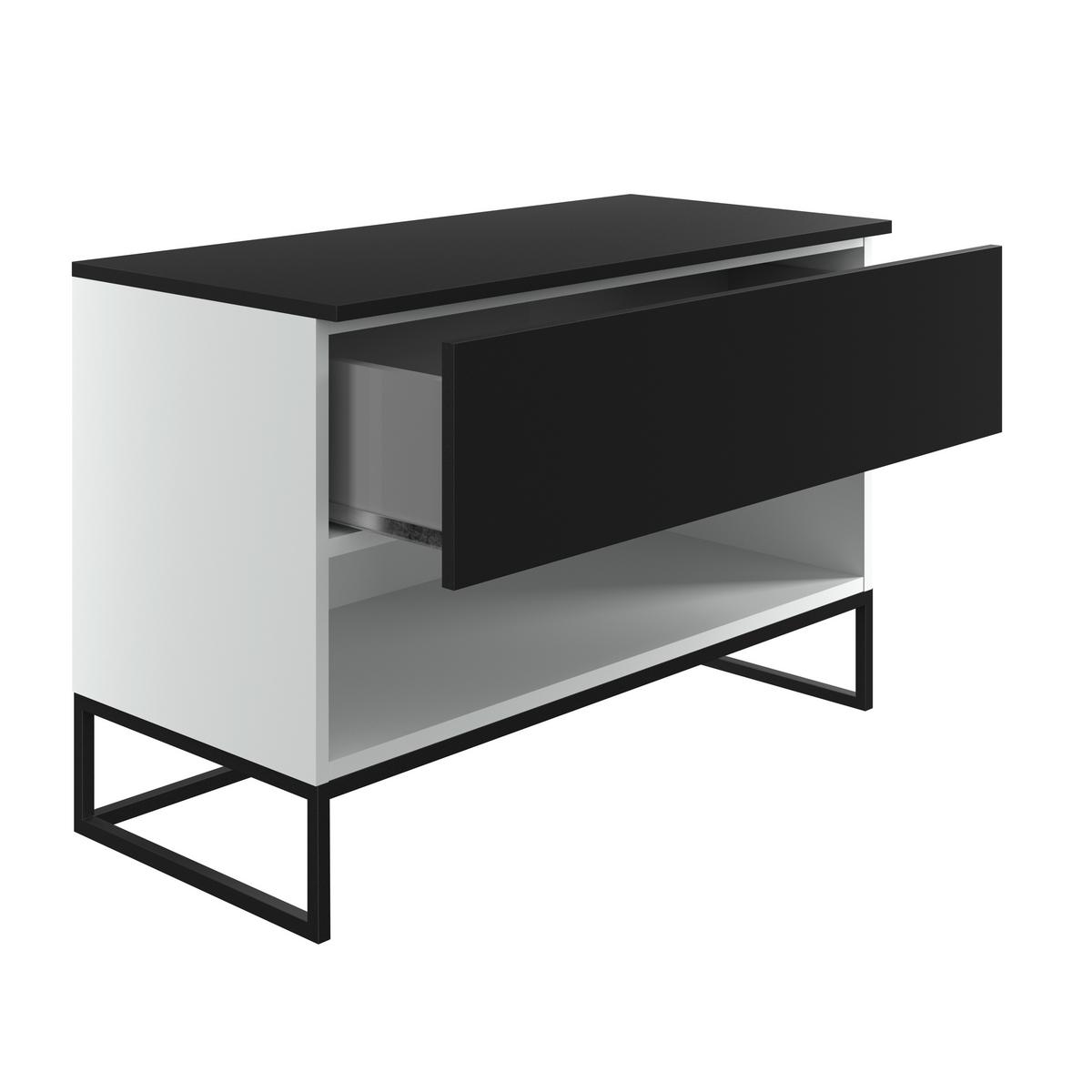 Lowboard Unit In Anthrazit/Weißmit 1 Lade - Anthrazit/Anthrazit Hochglanz, MODERN, Holzwerkstoff (91/61/42cm) - Ondega