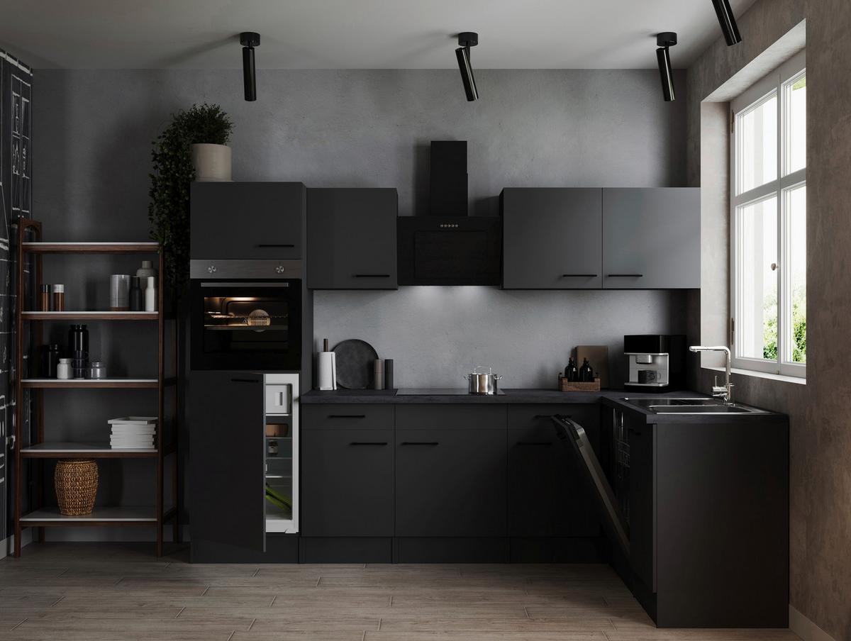 Eckküche Oliver Dunkelgrau S: 280x172cm - Dunkelgrau/Grau, Design, Holzwerkstoff (280/172cm) - Respekta