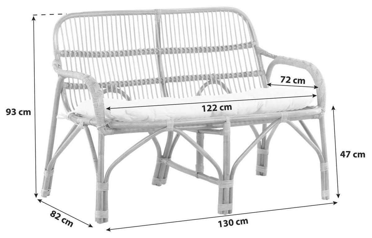 Loungesofa Nella Aus Holz - Naturfarben/Weiß, KONVENTIONELL, Holz (130/93/82cm) - Gardenson