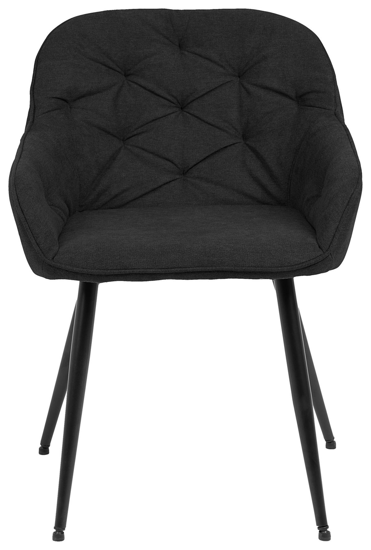 Armlehnstuhl Ancona Webstoff Anthazit B: 55 Cm - Anthrazit/Schwarz, ROMANTIK / LANDHAUS, Textil/Metall (55/80/61cm) - Livetastic