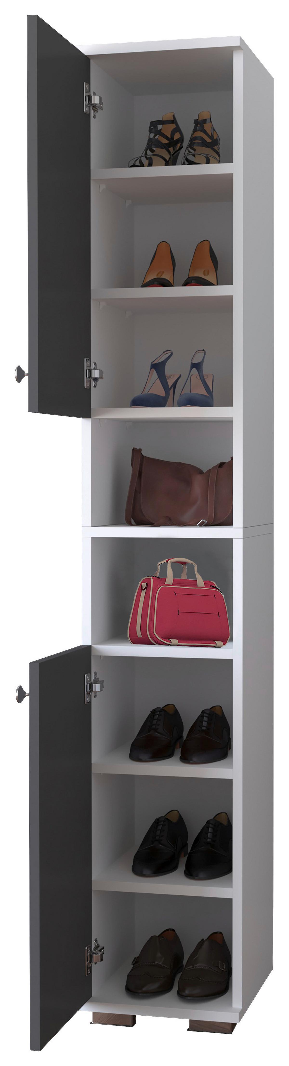 Schuhschrank Gados Anthrazit B: 30 cm - Anthrazit, MODERN, Holzwerkstoff (30/178/33cm) - MID.YOU