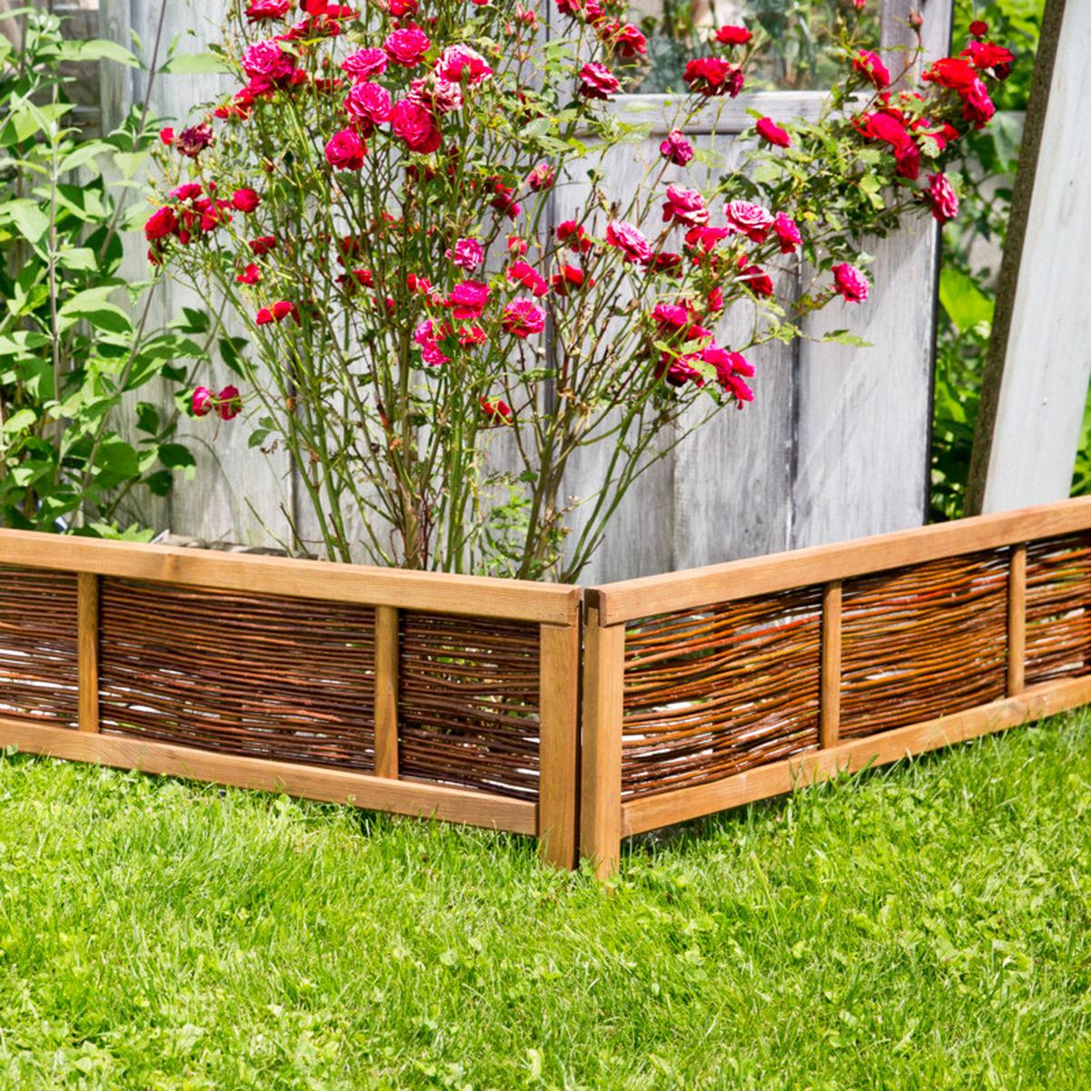 Beeteinfassung Weide Gerahmt - Naturfarben, Basics, Holz (100/25/36cm)