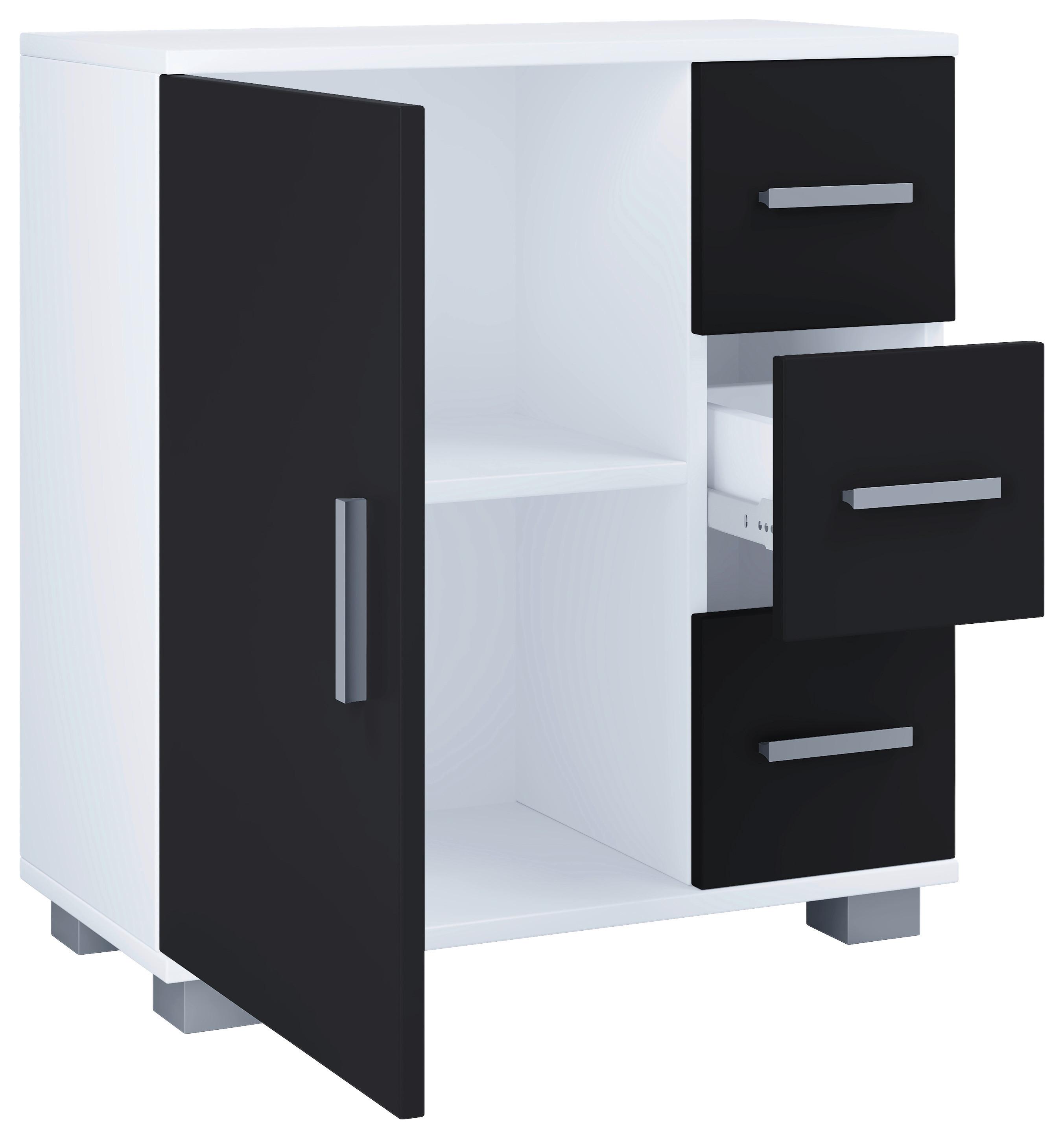 Waschbeckenunterschrank ZALO XL in Weiß und Schwarz