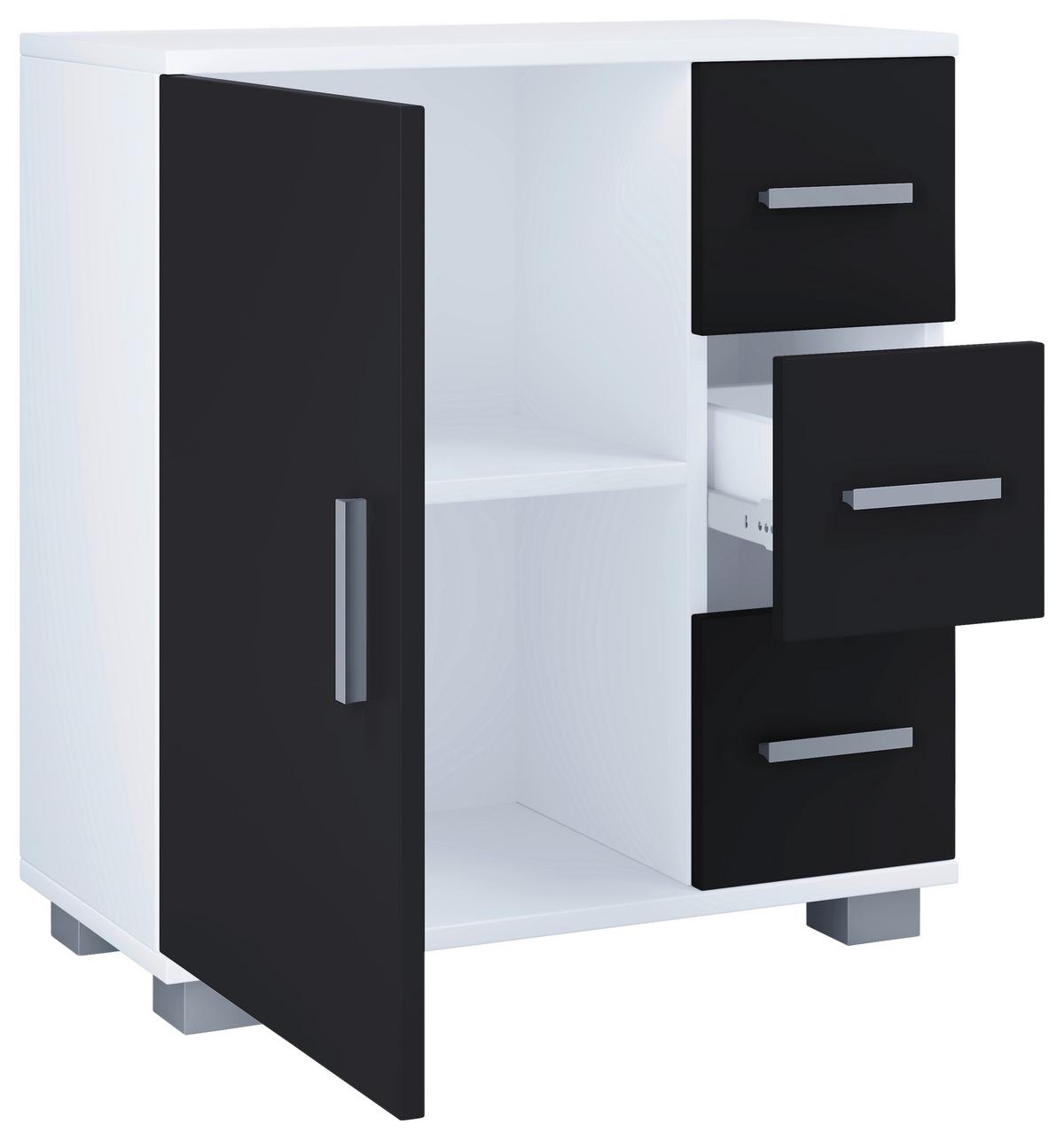 Waschbeckenunterschrank Zalo Xl B: 60 Cm Schwarz/weiß - Schwarz/Weiß, MODERN, Holzwerkstoff (60/65/30,4cm) - MID.YOU