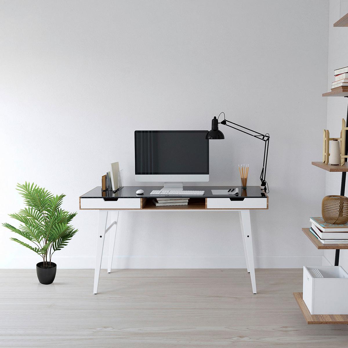 Kunstpflanze Areca - Schwarz/Braun, Basics, Kunststoff/Textil (60/70/60cm) - MID.YOU