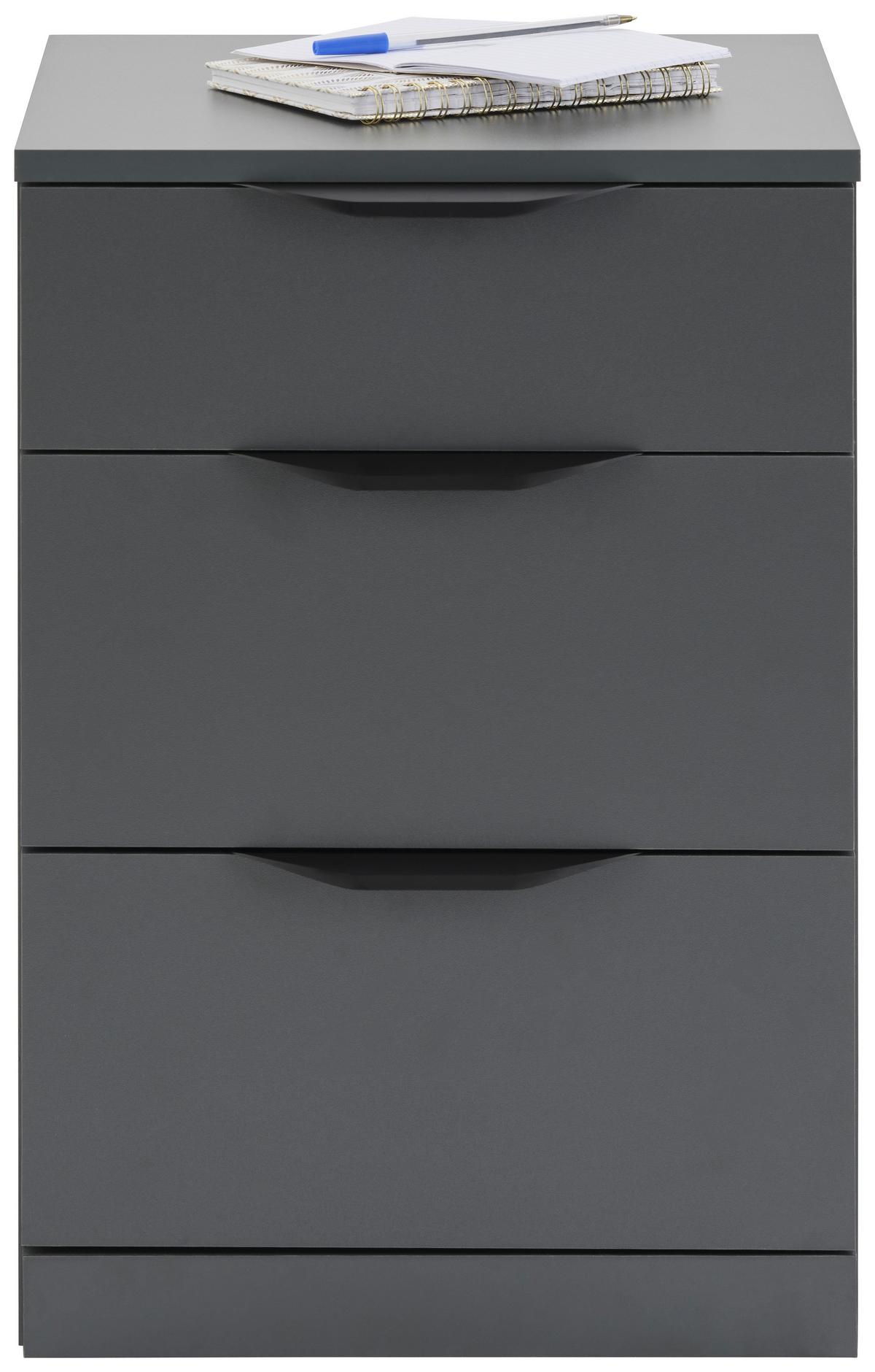 Kommode Rimini Mit 3 Laden Antharzit, B: 40 cm - Anthrazit, Trend, Holzwerkstoff/Kunststoff (40/60,1/40cm)