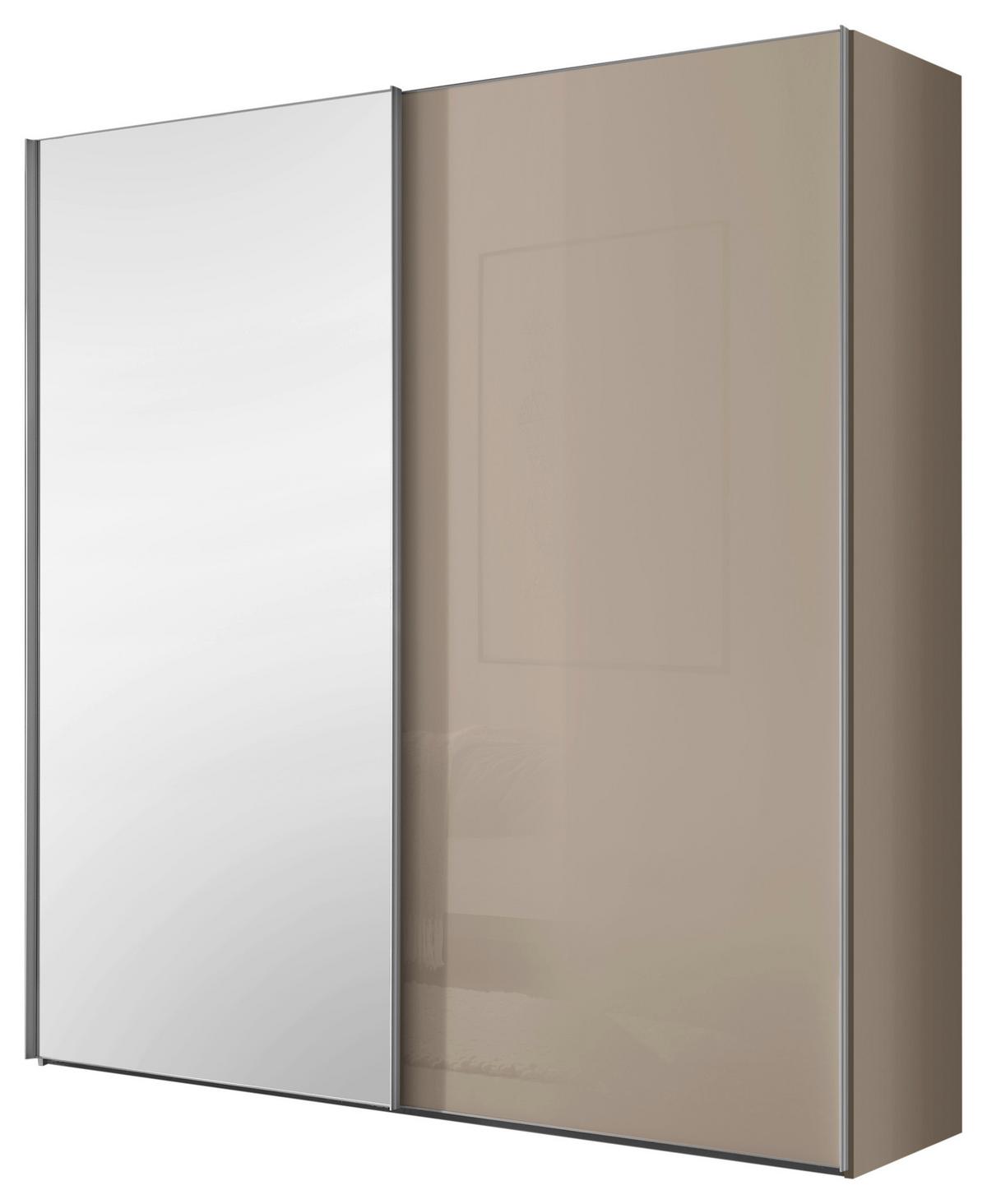 Schwebetürenschrank Lumos Sandglas Mit Spiegel, B:200cm - Sandfarben, Trend, Glas/Holzwerkstoff (200/222/68cm) - Luca Bessoni