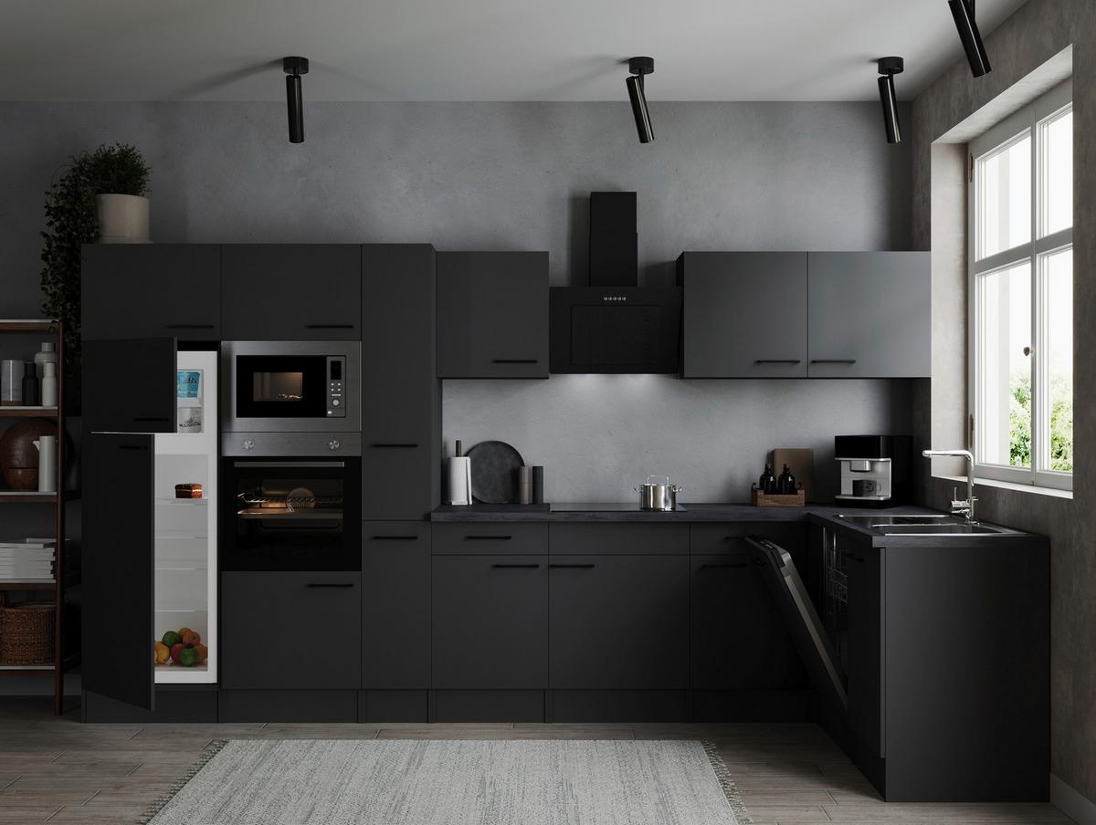 Eckküche Oliver Dunkelgrau S: 370x172cm - Dunkelgrau/Grau, Design, Holzwerkstoff (370/172cm) - Respekta