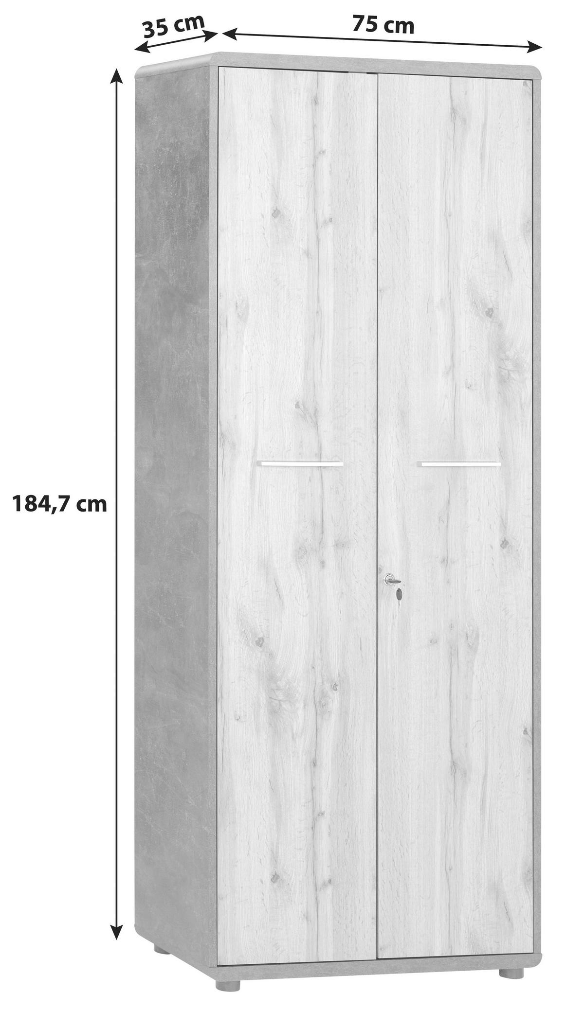 Aktenschrank Versperrbar Fontana Eiche, B 75 Cm - Eichefarben/Dunkelgrau, MODERN, Holzwerkstoff (75/184,7/35cm)