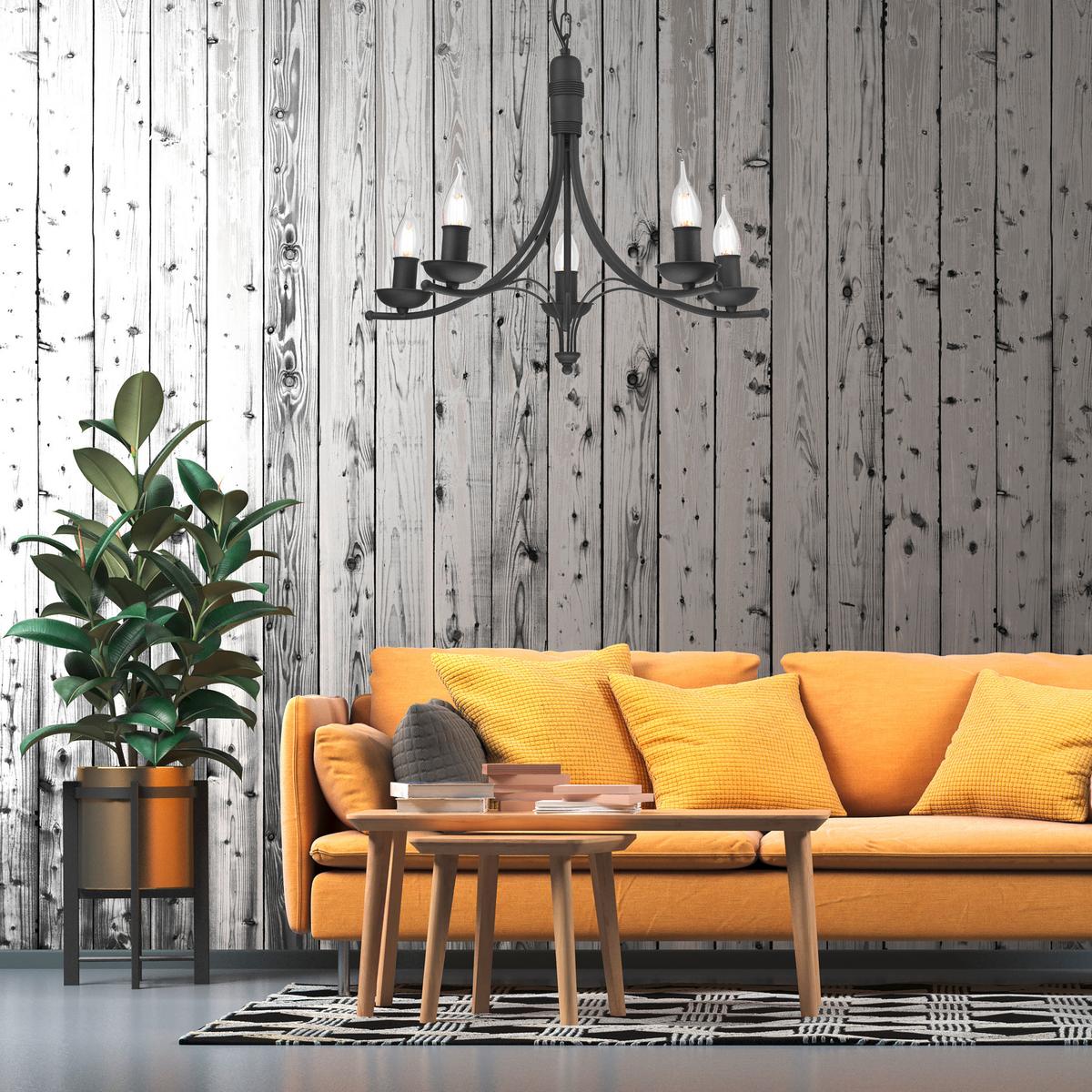Kronleuchter 44101 Lucy - Schwarz Hochglanz, KONVENTIONELL, Metall (58/100cm)