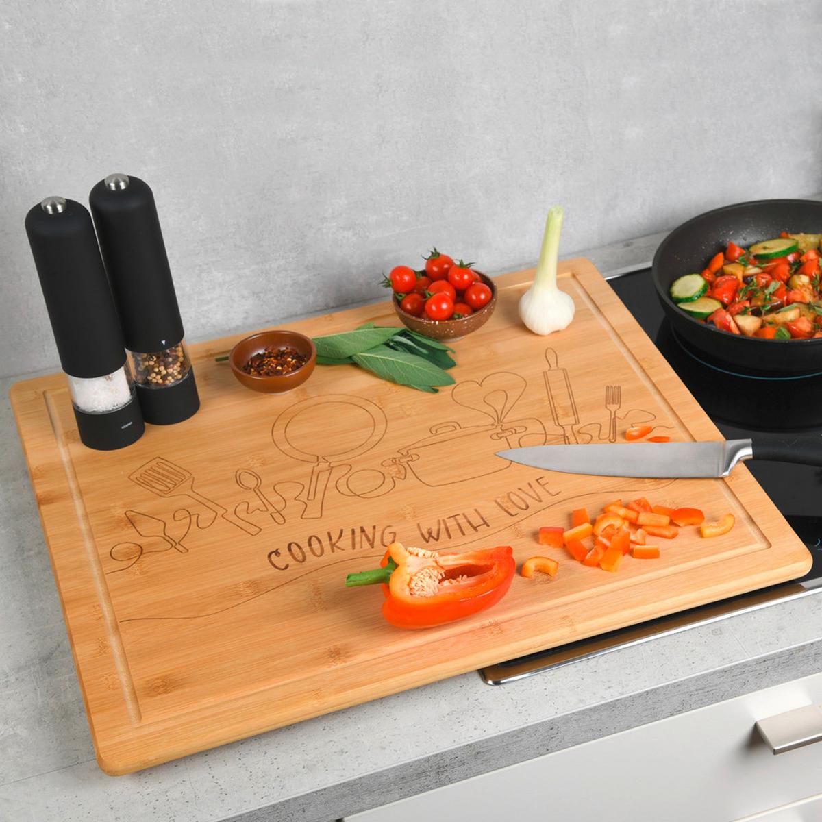 Herdabdeckplatte Bambus, BxHxT: 56x4x50 cm - Hellbraun, Basics, Holz (56/4/50cm) - Kesper