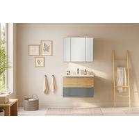 Badezimmer Verona Grau/Wildeiche 2-teilig - Wildeiche/Weiß, Trend, Glas/Holzwerkstoff (80cm) - Held
