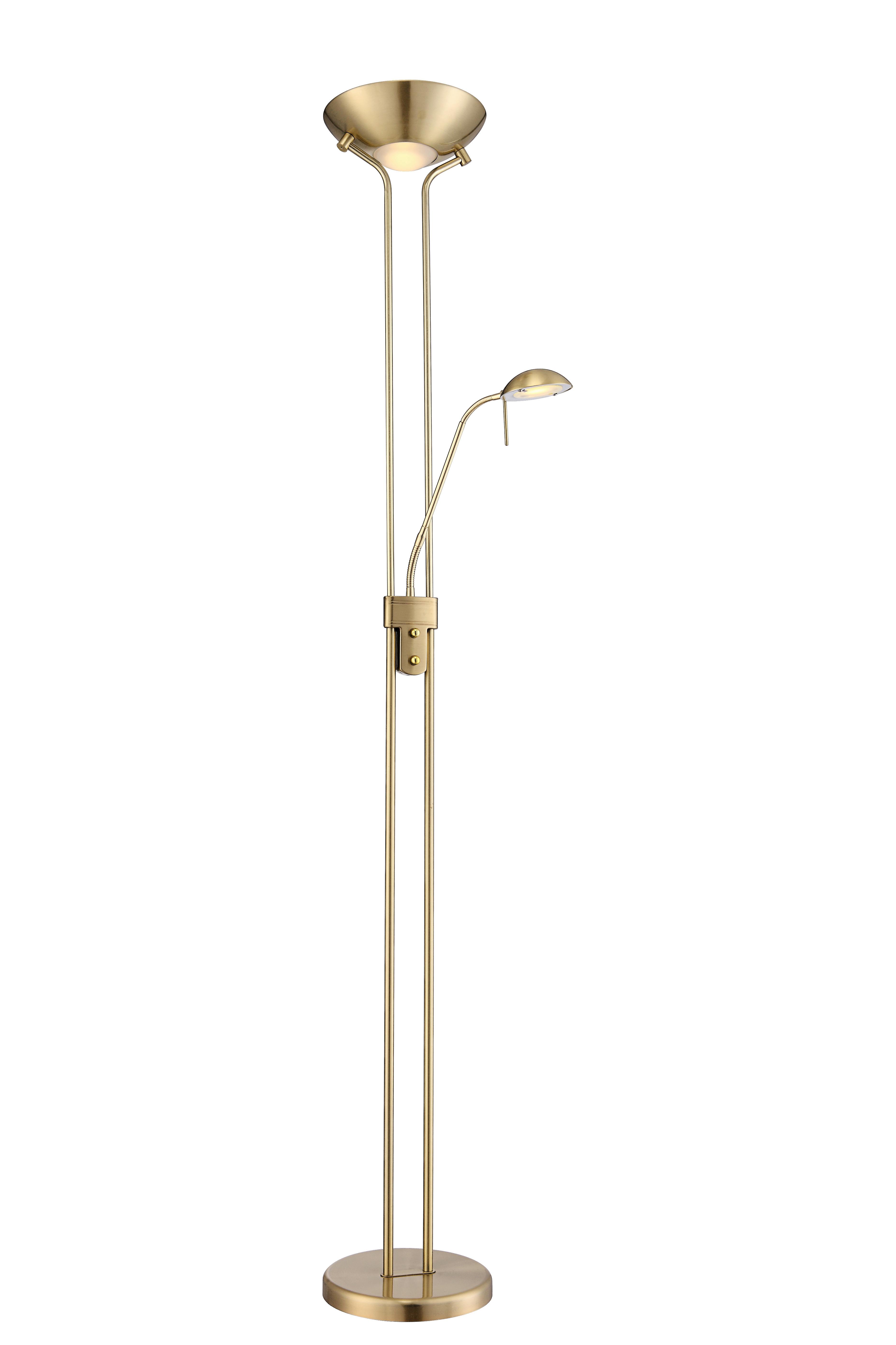LED-Stehlampe Leonas dimmbar verstellbare Arme - Basics, Glas/Metall (25,5/180cm) - Globo