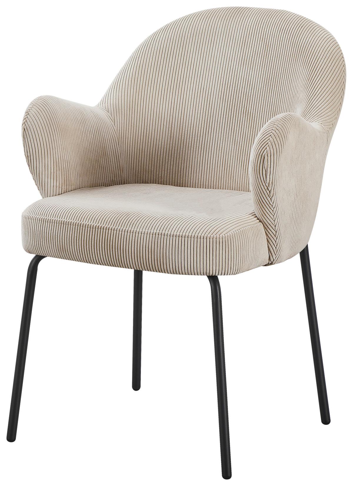 Armlehnstuhl Kala Taupe B: 58 cm - Taupe/Schwarz, MODERN, Textil/Metall (58/82/63cm) - Livetastic