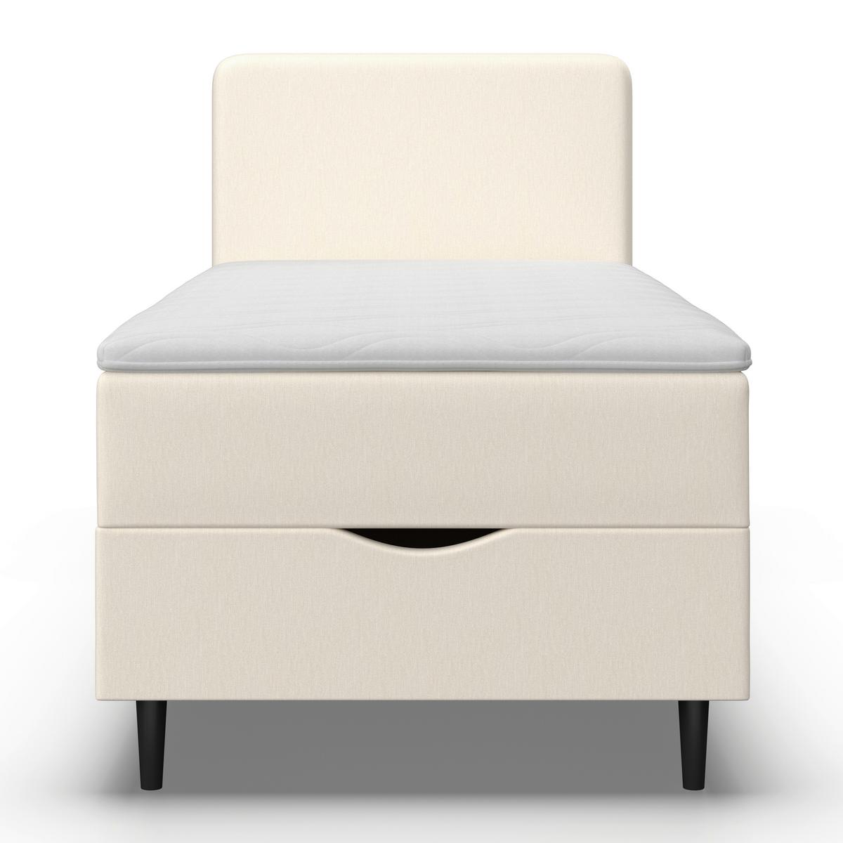 Boxspringová posteľ VIDA 90x200, krémová, s topperom - čierna/slonovinová, Modern, drevo/textil (90/200cm) - Bessagi Home